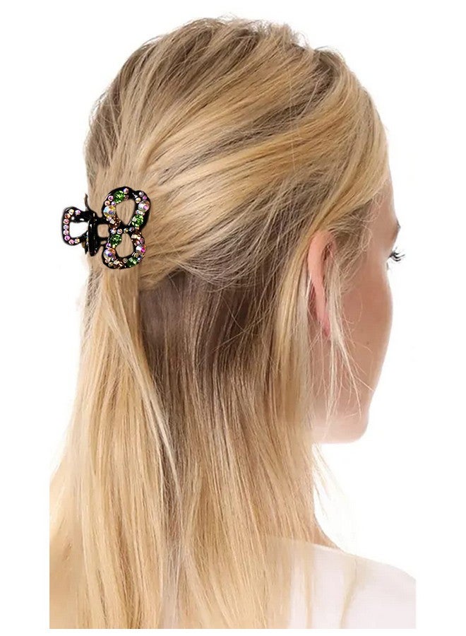 LFOUVRE Hair Clips For Women, 4Pcs Claw Clips For Thick Hair, Medium Size Claw Clip For Thin Hair, Nonslip Hair Claw Clips, Rhinestones Cute Hair Clips, Hair Clip For Girls, Hair Accessories For Women (Butterfly Shape) - Image 2