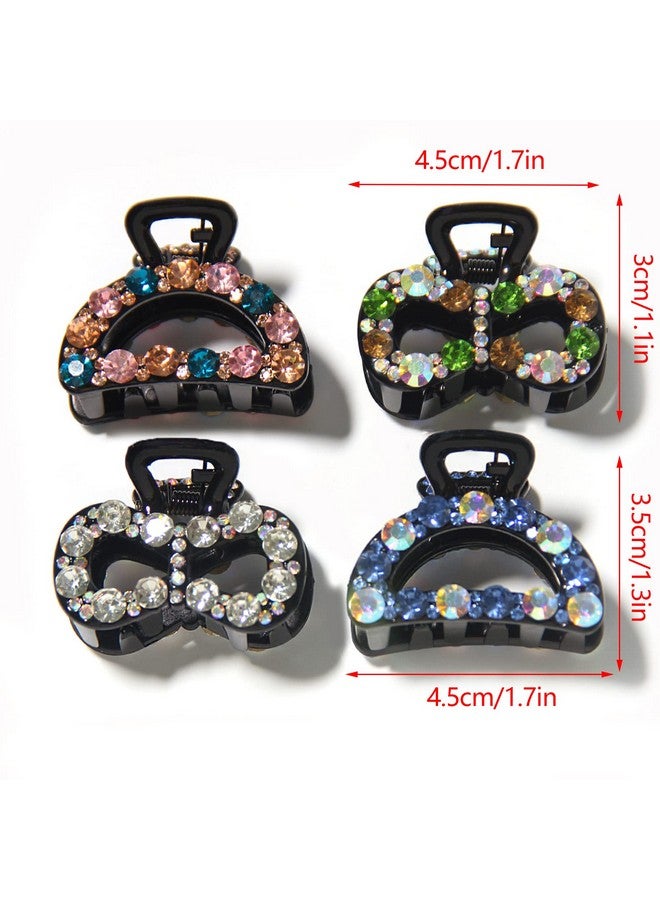 LFOUVRE Hair Clips For Women, 4Pcs Claw Clips For Thick Hair, Medium Size Claw Clip For Thin Hair, Nonslip Hair Claw Clips, Rhinestones Cute Hair Clips, Hair Clip For Girls, Hair Accessories For Women (Butterfly Shape) - Image 4