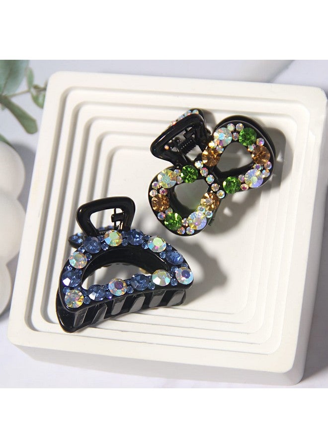 LFOUVRE Hair Clips For Women, 4Pcs Claw Clips For Thick Hair, Medium Size Claw Clip For Thin Hair, Nonslip Hair Claw Clips, Rhinestones Cute Hair Clips, Hair Clip For Girls, Hair Accessories For Women (Butterfly Shape) - Image 3