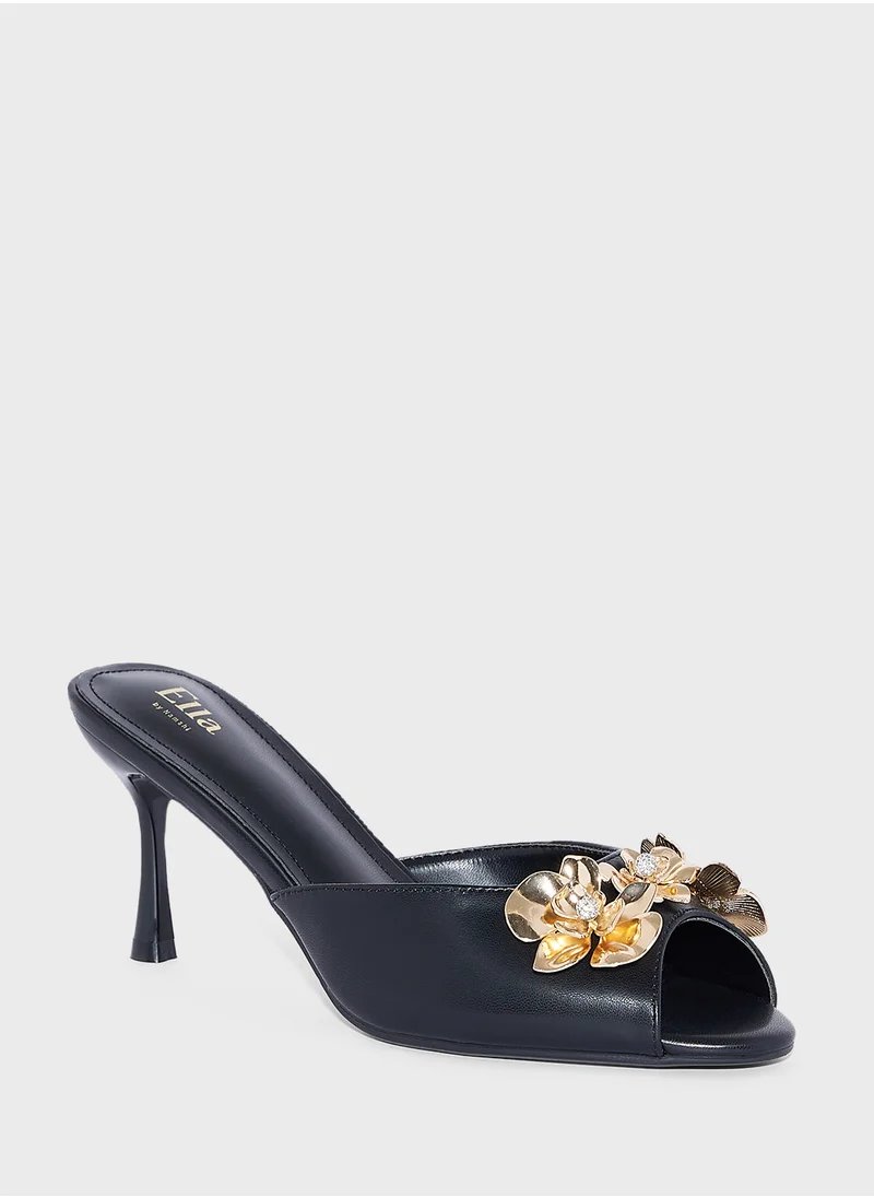 ايلا ليمتد اديشن Diamante Floral Trim Mule Heel Sandal