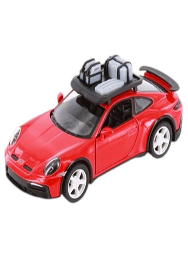 Mayatra's 911 Diecast Toy Car with Roof Rack Luggage, Pull-Back Action, Opens Doors (Red_911_Rally_PNT)
