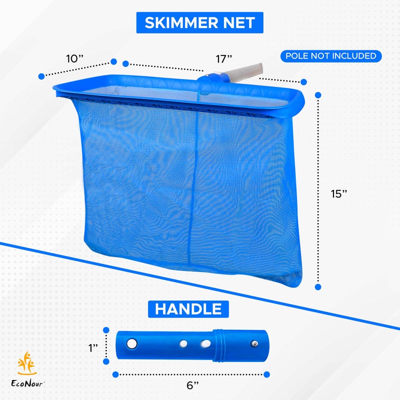 EcoNour Pool Skimmer Net, Pool nets for Cleaning Leaves with deep rake net, Heavy Duty Swimming Pool Leaf Rake Cleaning Tool with Fine Mesh Frame Fits Standard Poles - Image 3