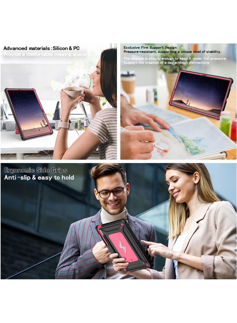 عام غلاف لوحي ثلاثي الوظائف مع حزام متوافق مع Samsung Tab S10 FE Plus، يجمع بين حامل قاعدي قابل للطي وغطاء واقي مضاد للصدمات، بتثبيت دقيق للحماية المحمولة - Image 4