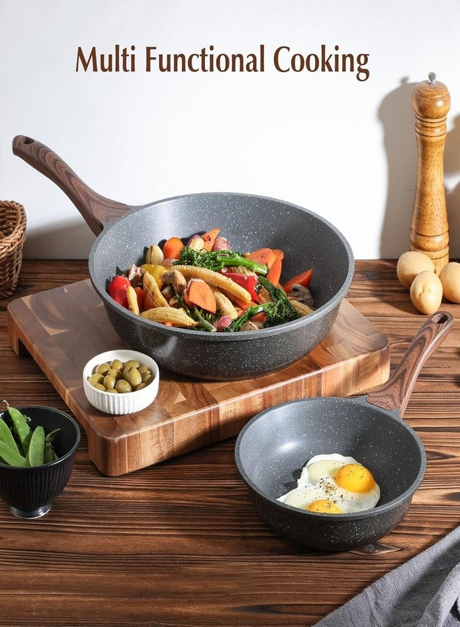 VENDICS Non-Stick Frying Pan with Wooden Handle & 4-Piece Silicone Kitchen Utensil Set – Cookware Combo for Frying, Sautéing & Stir-Frying (Combo) - Image 3