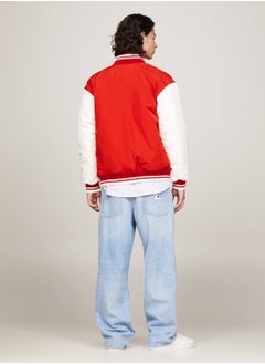 TOMMY JEANS Men's Varsity Colour-Blocked Letterman Jacket -  Recycled polyester blend, Red  - Image 2