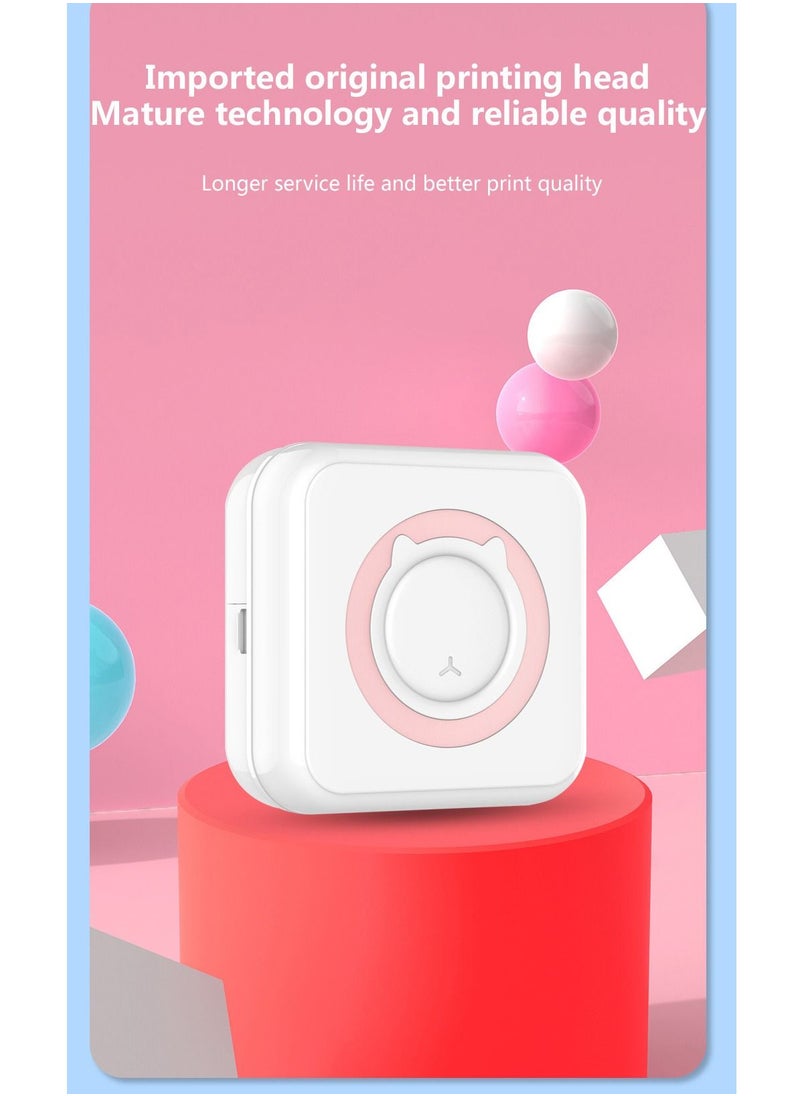 Joyelink - Mini Printer Portable, Pocket Thermal Printer with 13 Rolls Paper, Wireless Instant Photo Printer Compatible with iOS Android for Picture Receipt Label Note QR Code Inkless Printing (Pink) - Image 1