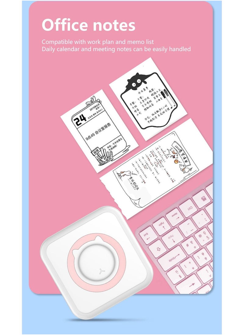 Joyelink - Mini Printer Portable, Pocket Thermal Printer with 13 Rolls Paper, Wireless Instant Photo Printer Compatible with iOS Android for Picture Receipt Label Note QR Code Inkless Printing (Pink) - Image 1