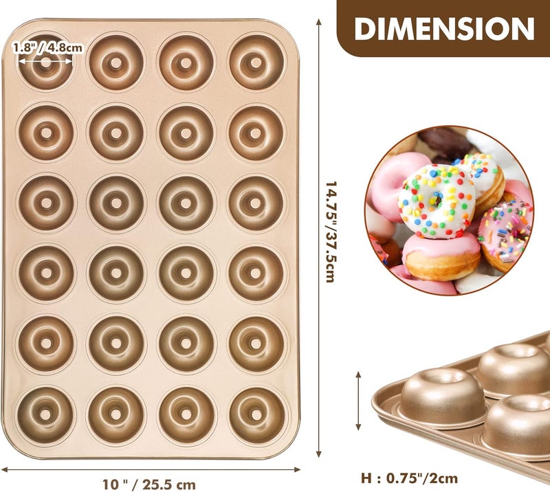 Webake Mini Donut Pan Non-stick 24-Cavity Small Donut Tray Heavy Gauge Bite Size Inch Doughnut Pans for Baking - Image 2