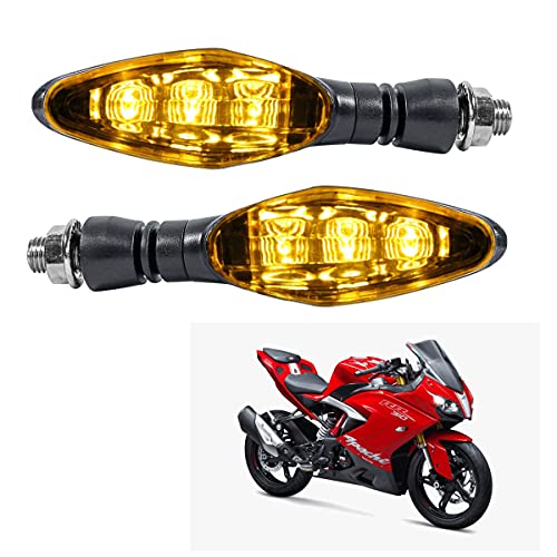 Asryd Universal Motorcycle Bright LED Amber Turn Signal Light Indicator Brake Lamps For TVS Apache RR310 (2.Pcs Amber Color Indicator) - Image 1