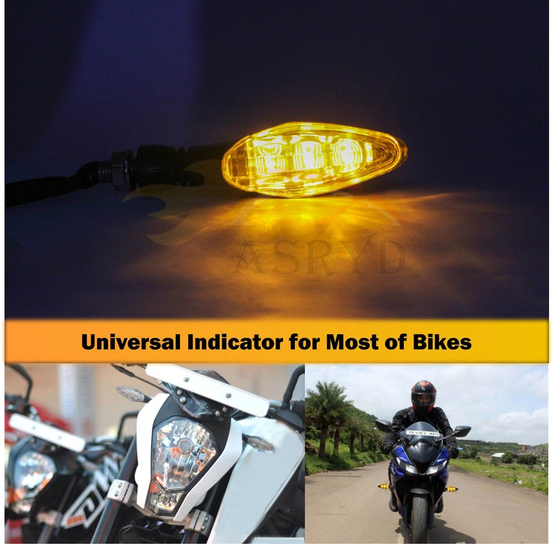 Asryd Universal Motorcycle Bright LED Amber Turn Signal Light Indicator Brake Lamps For TVS Apache RR310 (2.Pcs Amber Color Indicator) - Image 2