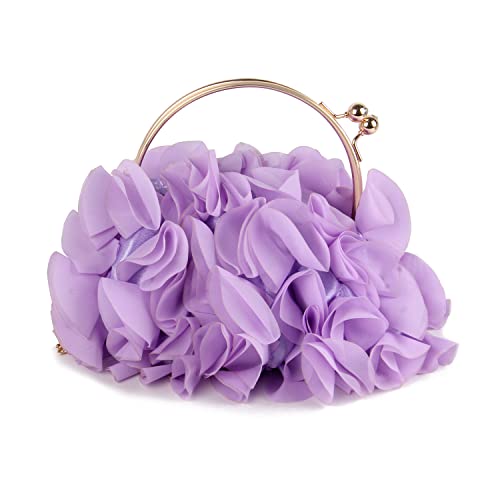 Lanpet Women Floral Clutch Purses Satin Flower Evening Bag Party Prom Handbags - Image 1