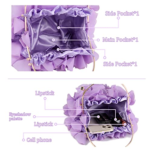 Lanpet Women Floral Clutch Purses Satin Flower Evening Bag Party Prom Handbags - Image 4