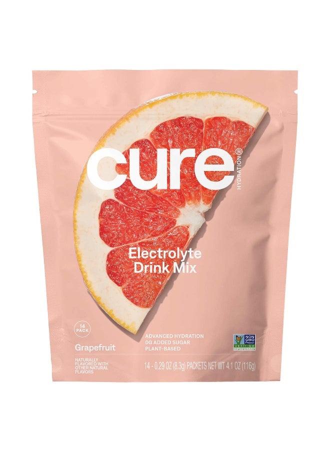 Cure Hydration Cure Hydration, Hydrating Electrolyte Mix, Grapefruit, 14 Packets, 0.29 oz (8.3 g) Each  - Image 1