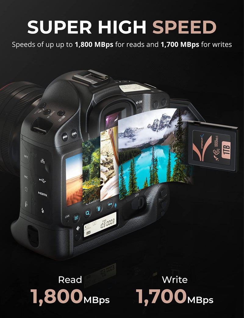 SABRENT بطاقة ذاكرة سابرنت روكيت CFX PRO سعة 1 تيرابايت من نوع CFexpress B سرعة 1800 ميجابايت/ثانية للقراءة و1700 ميجابايت/ثانية للكتابة (CF-XXIT-1TB) - Image 5