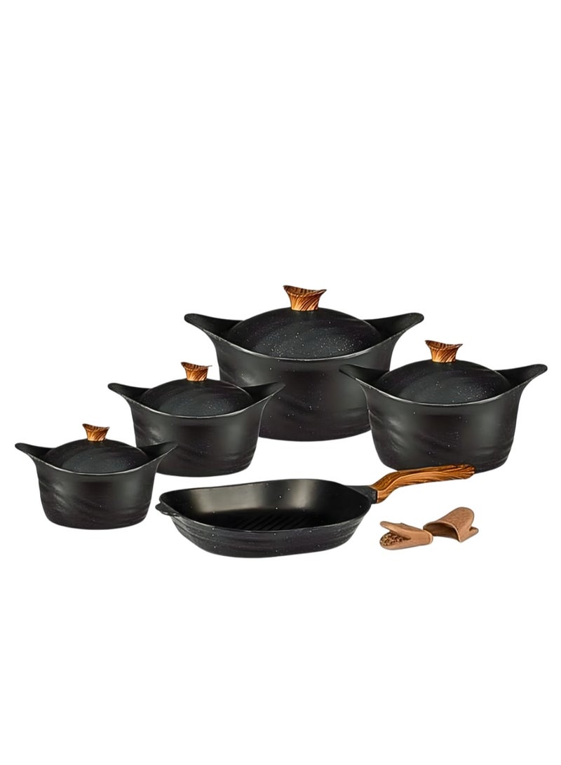 Kazan 9-piece granite cookware set, sizes 18/32