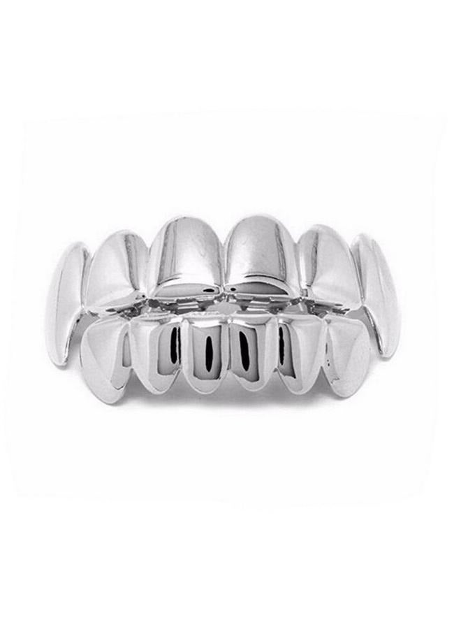 Crafts Gold Plated Hip Hop Fangs Teeth Caps Top Bottom Teeth Set (Silver)  - Image 1