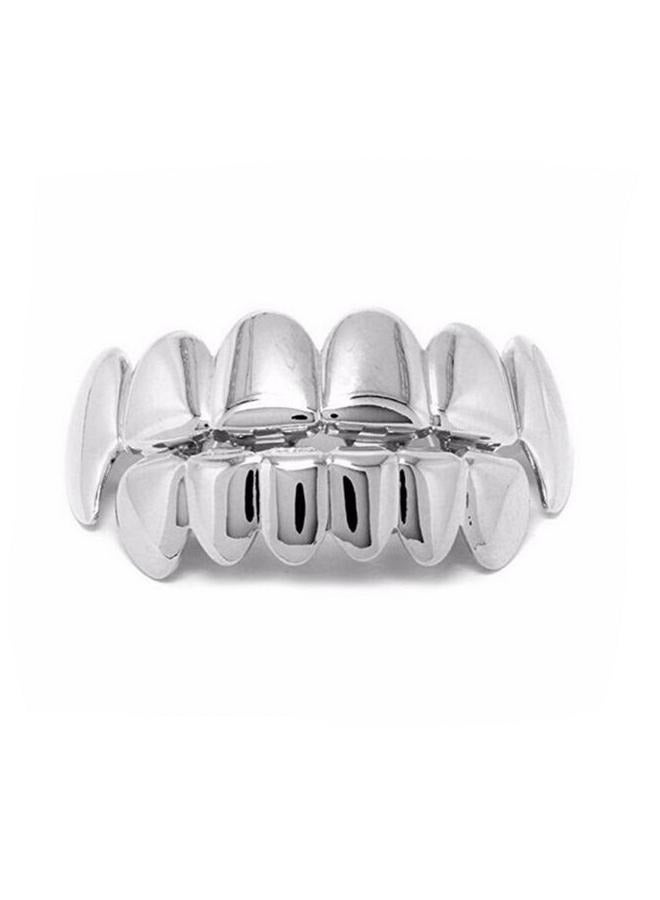Crafts Gold Plated Hip Hop Fangs Teeth Caps Top Bottom Teeth Set (Silver)  - Image 3