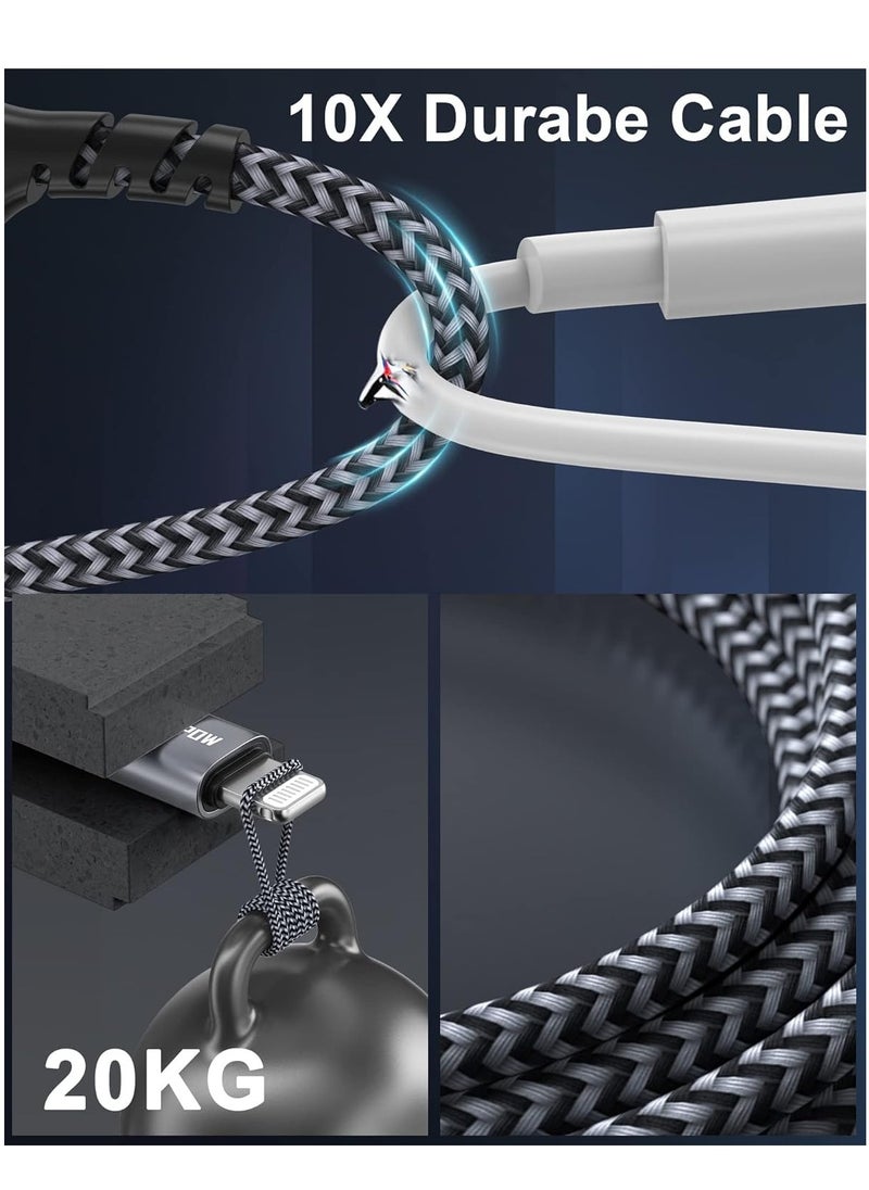 2PACK Lightning Cable, Nylon Braided 1M, High Speed ​​Data Transfer and Sync Cord compatible with iPhone 14 13 12 11 Pro Max XS Max XR (silver)