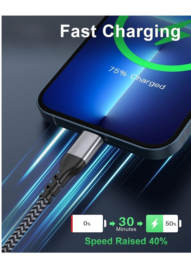2PACK Lightning Cable, Nylon Braided 1M, High Speed ​​Data Transfer and Sync Cord compatible with iPhone 14 13 12 11 Pro Max XS Max XR (silver)