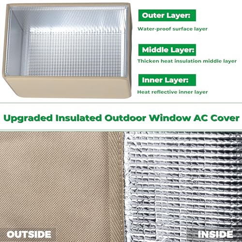Forestchill 2 Pcs Window Air Conditioner Cover, Compatible with Midea U-shaped Window AC Units, Upgraded Insulated Outdoor & Indoor Window AC Covers Set, Full Coverage and Weatherproof for Winter - Image 3