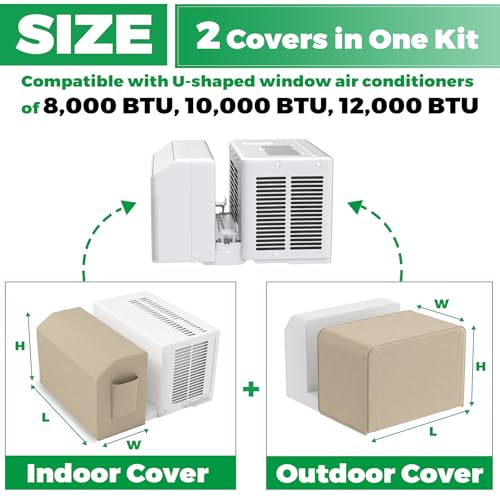 Forestchill 2 Pcs Window Air Conditioner Cover, Compatible with Midea U-shaped Window AC Units, Upgraded Insulated Outdoor & Indoor Window AC Covers Set, Full Coverage and Weatherproof for Winter - Image 2