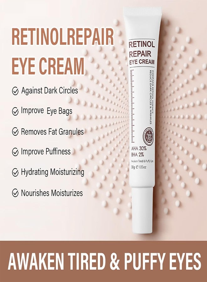 Grospe 2 Pcs Retinol Repair Eye Cream，Instant Results Eye Cream，Reduces the Appearance of Dark Circles，Stretch Wrinkles at the Corners of the Eyes，Moisturize and Improve Eye Bags，1.05 Oz Each - Image 3