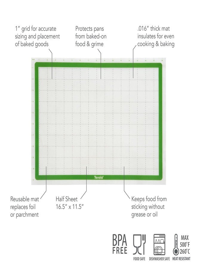 Tovolo TrueBake Silicone Baking Mat Half Sheet with Grid Lines for Baking Cookies Pastry Rolling Dough Cooking, Heavy Duty Heat Resistant Reusable Non Stick BPA Free Bakerware Liner Mat Oven Safe - Image 2