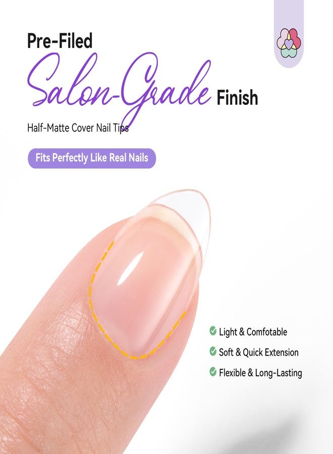 SAVILAND Advanced Gel Nail Kit: Salon Grade Extra Short Almond Nails 500 Pcs Nail Tips Half Matte with U V Nail Lamp Pre-Shaped 12 Sizes Complete At Home Nail Art Kit for Salon 30-Day Long-Wear - Image 3