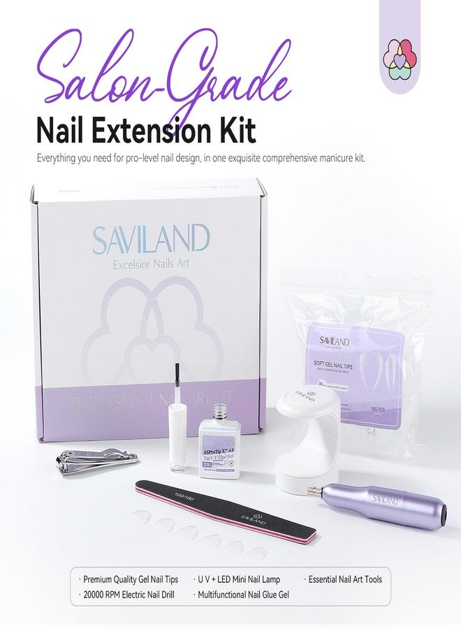 SAVILAND Advanced Gel Nail Kit: Salon Grade Extra Short Almond Nails 500 Pcs Nail Tips Half Matte with U V Nail Lamp Pre-Shaped 12 Sizes Complete At Home Nail Art Kit for Salon 30-Day Long-Wear - Image 4