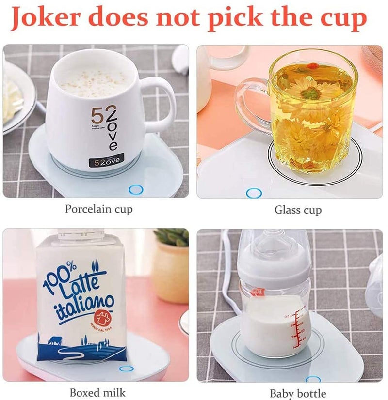 RIGJAK Coffee Warmer Auto Shut Off Desktop Heated Coffee Mug Warmer Hot Coffee Plate for Tea Joe Water Milk Hot Cocoa or Candle Wax with Coffee Mug White 1 Piece - Image 5