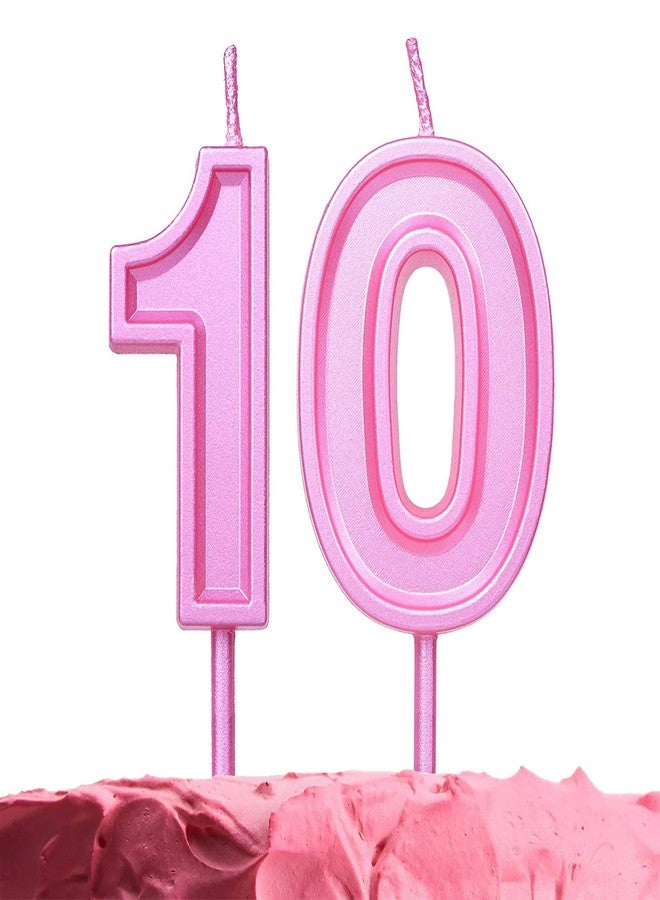 GET FRESH Pink Number Ten Candles - Perfect 10th Birthday Candles for Cake Decoration - Image 1