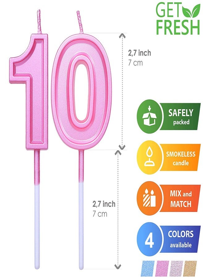 GET FRESH Pink Number Ten Candles - Perfect 10th Birthday Candles for Cake Decoration - Image 2