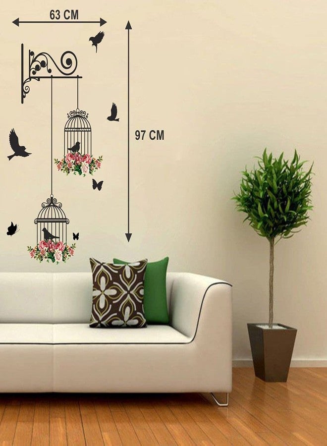 MERICAL Set of 4 Self-Adhesive Wall Stickers - Baby Panda, Blue Tree with Moon, Dreamy Girl & Branches with Cages | PVC Wall Décor Combo for Kids Room, Living Room, Hall & Bedroom (Combo 01) - Image 4