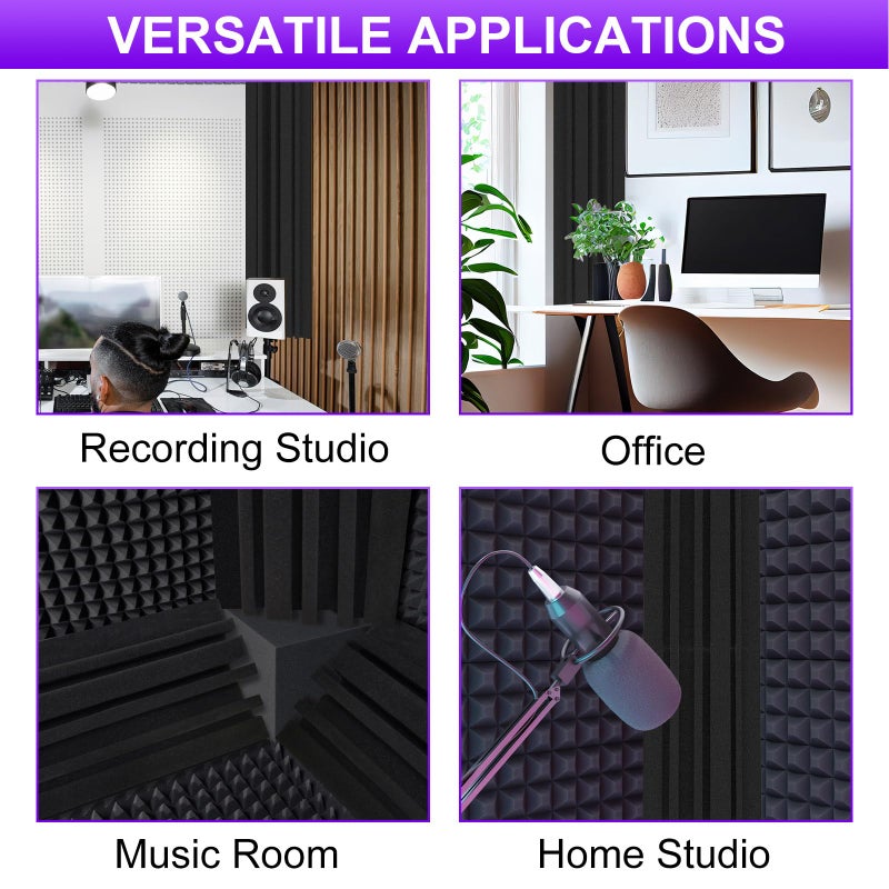 TroyStudio Bass Traps - 12 Pcs 4 X 4 X 12 Inches Dense Thick Studio Bass Foam Corner, Acoustic Treatment Panel Absorbing Echo Reverb, Low Frequency Sound Absorber for Music Room Home Recording Studio - Image 5