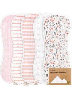 KeaBabies 5-Pack Muslin Burp Cloths Baby Boy, Girl - Viscose from Bamboo Cotton Burp Cloth, Burping Cloths for Babies, Neutral Burp Clothes for Girls, Boys, Spit Up Burp Rags, Large Burp Cloths (Sweet Charm)  - Image 1