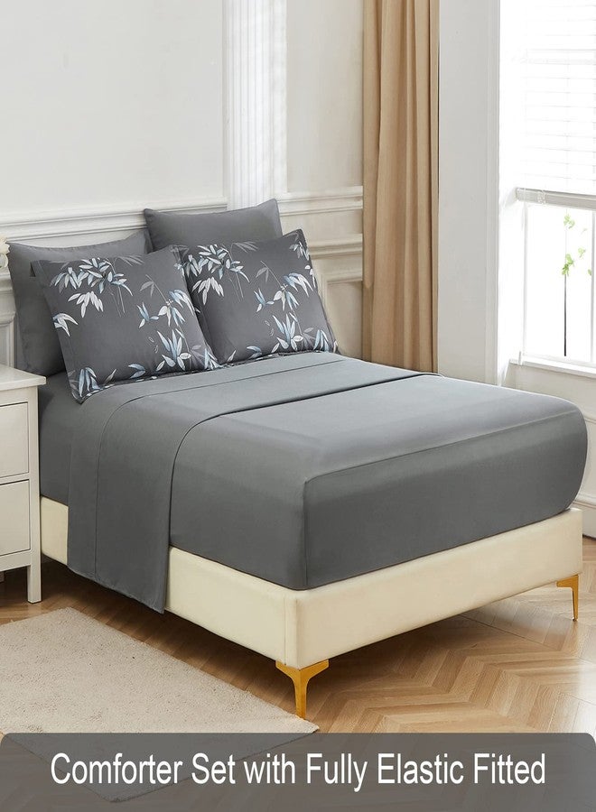 LXWORX طقم لحاف LXWORX مقاس كينج - 7 قطع، طقم سرير متكامل، أطقم لحاف رمادية ناعمة وخفيفة الوزن مع ملاءات ووسائد (رمادي، كينج) - Image 4