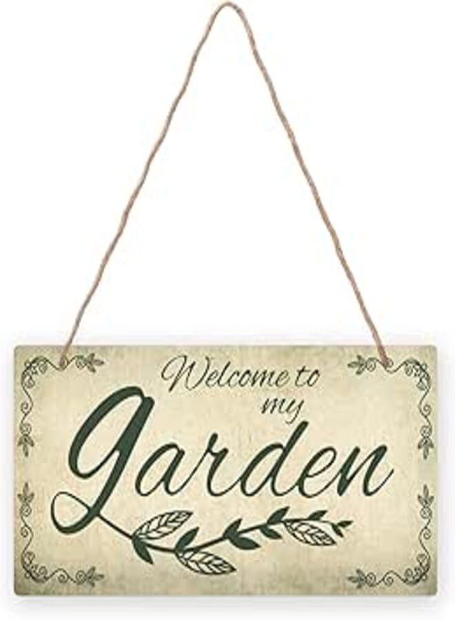 SUPERDANT Garden Plastic Plaque Colorful Hanging Door Sign Rustic Door Plate with Jute Twine Funny Wall Door Decor for Front Door Farmhouse Garden Coffee Shop Bar Decoration 5.9x11.8in