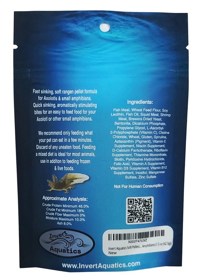 Invert Aquatics Soft Pellets for Axolotls - Moist Sinking Diet for Axolotl, Newts, Salamanders & Other Small Amphibians (3 oz (85g)) - Image 2