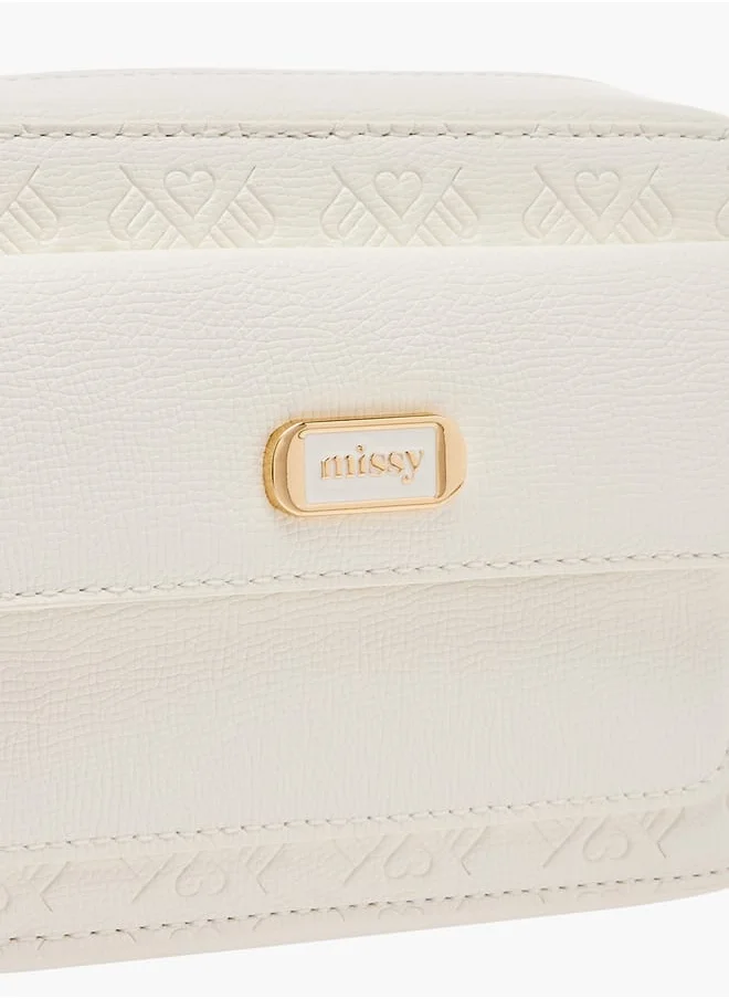 ميسي Women Monogram Embossed Crossbody Bag with Zip Closure and Adjustable Strap