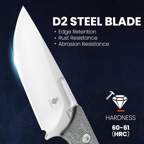 Kizer Cabox Fixed Blade Knife 3.35 Inches D2 Steel Fixed Blade Hunting Knife Micarta Handle with Sheath Pocket Knife1048A1 - Image 2