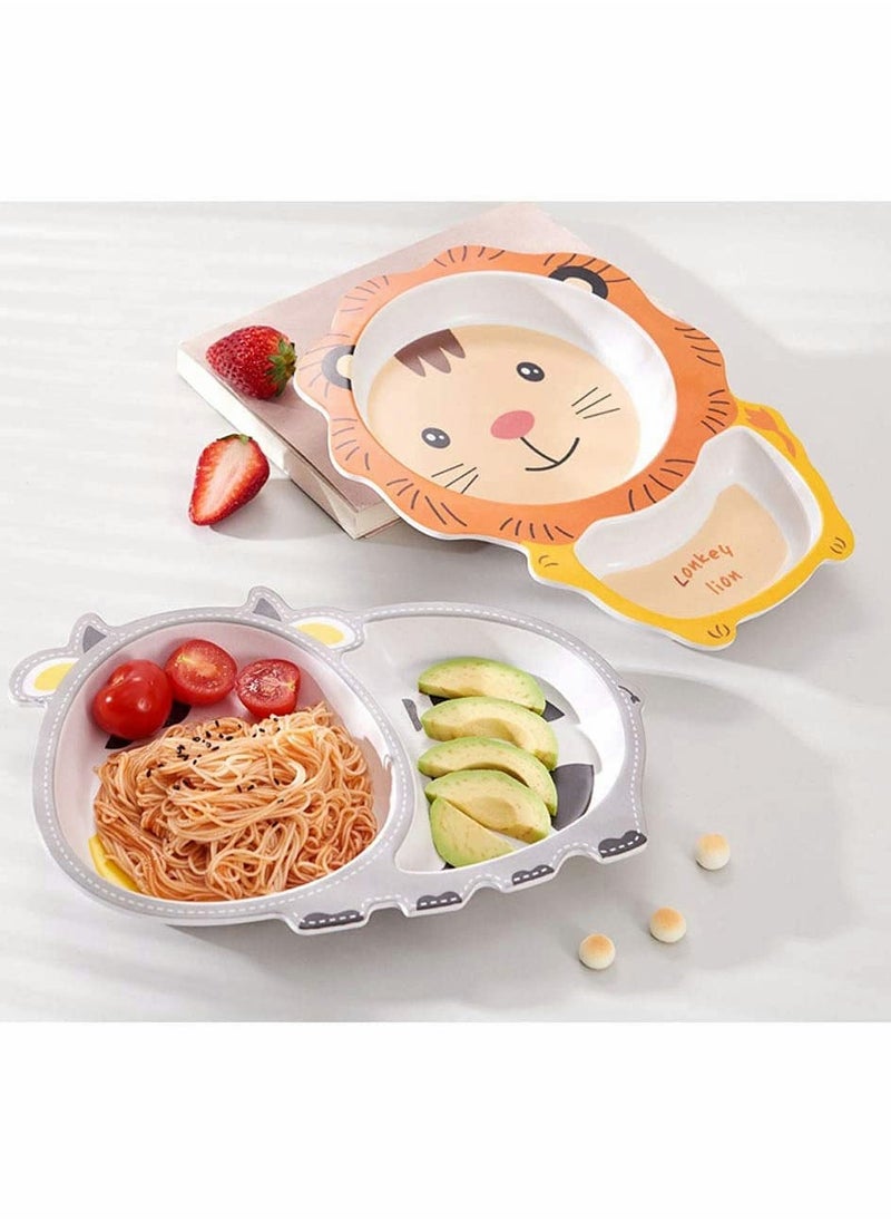 Generic - 5-Piece Kids Dinnerware Set - Eco-Friendly Bamboo Fiber Plates, Bowls, Cups, Spoons & Forks - BPA Free, Dishwasher Safe,  Cow Design - Image 1