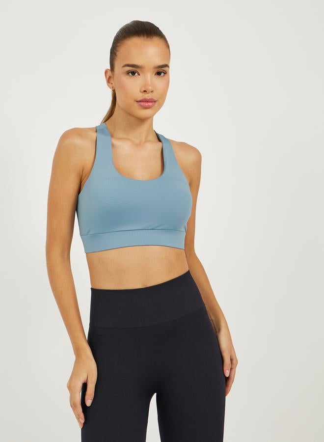 Styli Dual Tear Drop Back Detail Sports Bra - Image 2