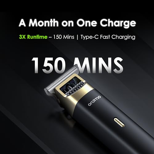 Oraimo BEARD & BODY Trimmer | 150MIN RUN TIME | Self-Sharpening Blades | Travel Lock | Type-C Fast Charging (OPC-TR12) - Image 4