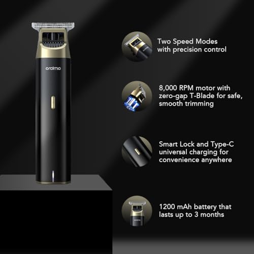 Oraimo BEARD & BODY Trimmer | 150MIN RUN TIME | Self-Sharpening Blades | Travel Lock | Type-C Fast Charging (OPC-TR12) - Image 3