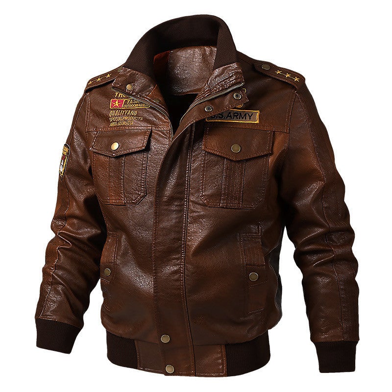 2022 Leather Men'S Thickened Motorcycle Leather Jacket Fashionable Youth Baseball Suit Embroidered Jacket For Men - Image 4