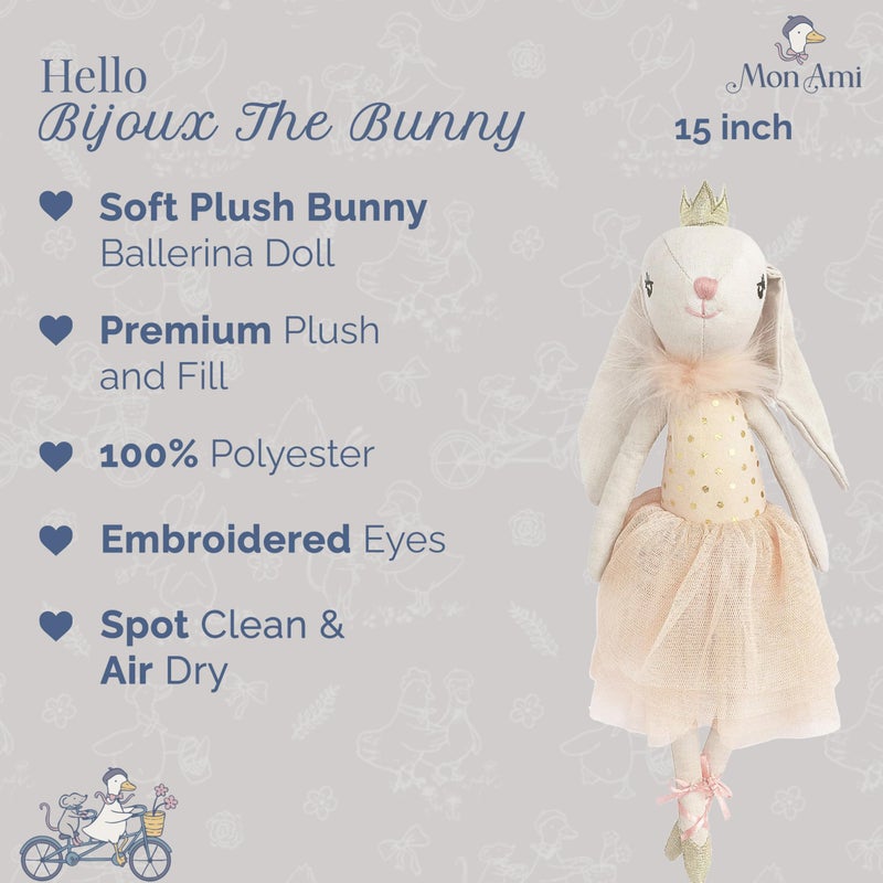 MON AMI Hazel The Bunny Stuffed Doll - 13", Soft & Cuddly Plush Animal Doll, Use as Toy or Room DÃ©cor, Great Gift for Kids of All Ages - Image 2