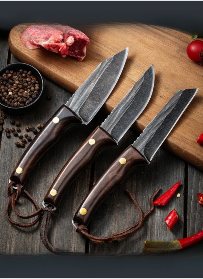 Browning - Carbon Steel Boning Knife Sharp Wooden Handle Knife Handle Meat Knife Barbecue Outdoor Knife - Splitting Knife - Image 1