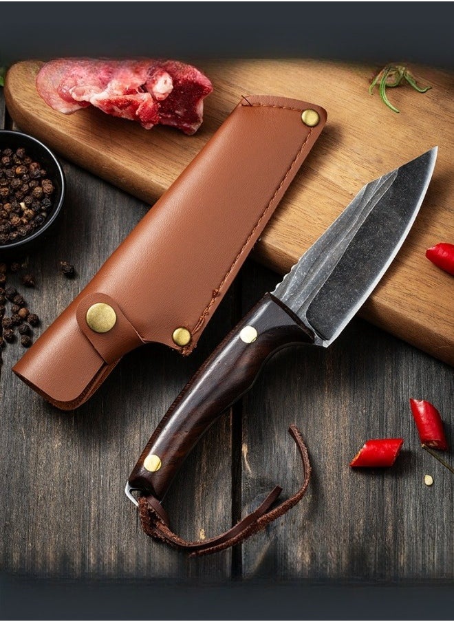 Browning - Carbon Steel Boning Knife Sharp Wooden Handle Knife Handle Meat Knife Barbecue Outdoor Knife - Splitting Knife - Image 1