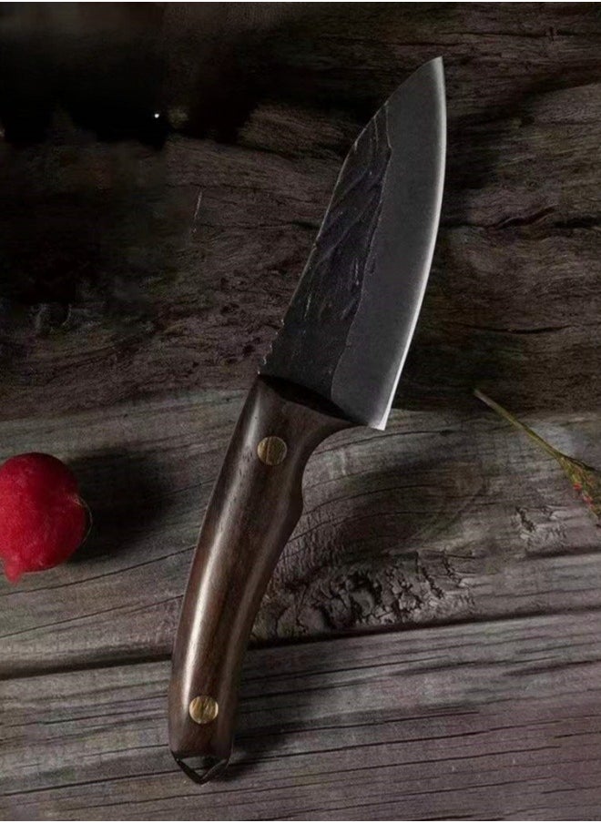 Browning - Carbon Steel Boning Knife Sharp Wooden Handle Knife Handle Meat Knife Barbecue Outdoor Knife - Splitting Knife - Image 1