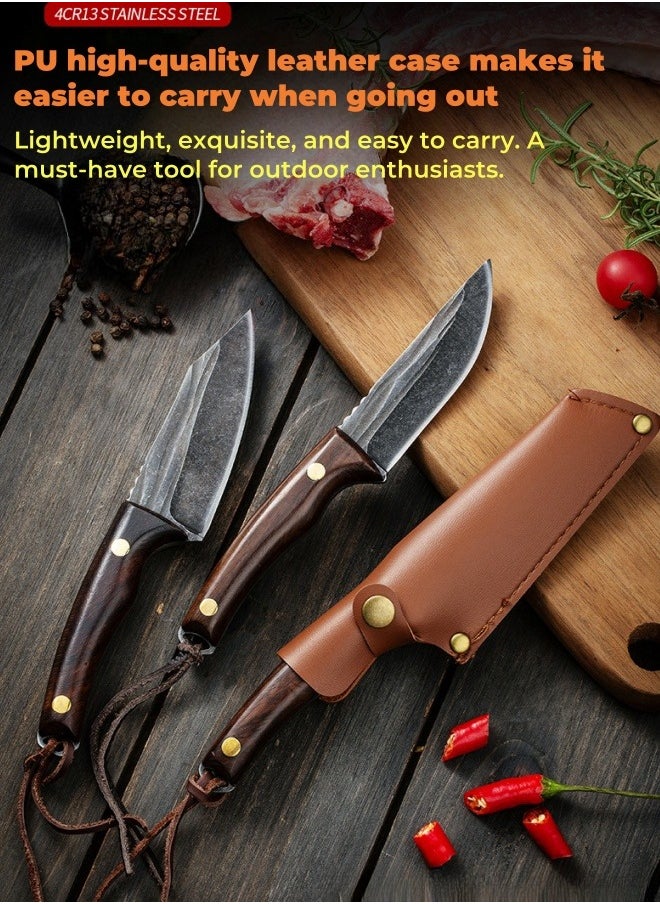 Browning - Carbon Steel Boning Knife Sharp Wooden Handle Knife Handle Meat Knife Barbecue Outdoor Knife - Splitting Knife - Image 1